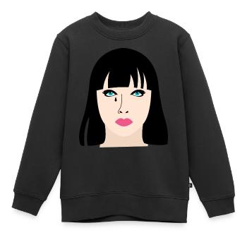 Frau mit Lippenstift und Tränen - Kinder Premium Organic Sweatshirt - Schwarz - Vorne - AI Model Kid Female (0cm)