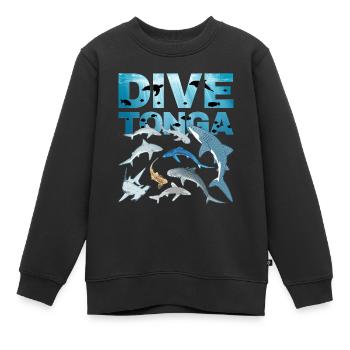 PLONGÉE Tonga Shark Species Requin tigre Requin baleine Requin bleu - Sweat Premium enfant bio - noir - Devant - AI Model Kid Female (0cm)