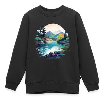 Ruhige Landschaft Ruhig Beschauliche Natur Im Freien - Kinder Premium Organic Sweatshirt - Schwarz - Vorne - AI Model Kid Female (0cm)