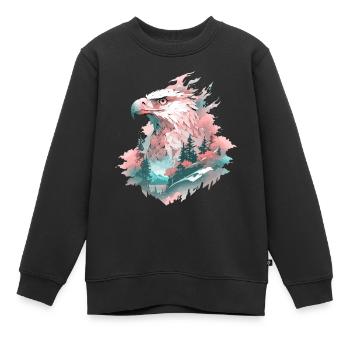 Adler Adlerkopf Natur Wildnis Wald Bäume Berge - Kinder Premium Organic Sweatshirt - Schwarz - Vorne - AI Model Kid Female (0cm)