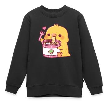 Süßes Küken liebt Instant-Ramen-Nudeln - Kinder Premium Organic Sweatshirt - Schwarz - Vorne - AI Model Kid Female (0cm)