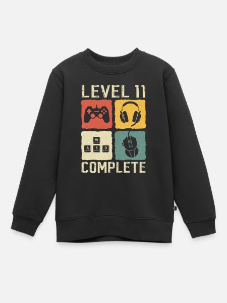 11. Geburtstag Level 11 Complete Gamer 11 Jahre - Premium børne sweatshirt økologisk - sort