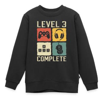 Enfants Niveau 3 Complet Anniversaire Garçon 3 ans - Sweat Premium enfant bio - noir - Devant - AI Model Kid Female (0cm)