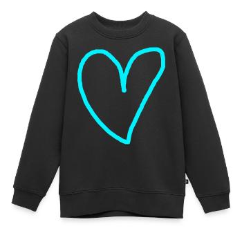 Herz türkis Geschenkidee cyan blau grün blaugrün - Kinder Premium Organic Sweatshirt - Schwarz - Vorne - AI Model Kid Female (0cm)