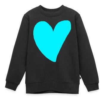 Herz türkis cyan Geschenkidee grün blau - Kinder Premium Organic Sweatshirt - Schwarz - Vorne - AI Model Kid Female (0cm)