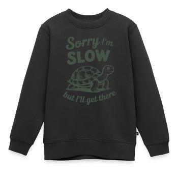Tortue - Désolé je suis lent mais j’y arriverai - Sweat Premium enfant bio - noir - Devant - AI Model Kid Female (0cm)
