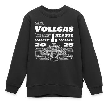 Einschulung Rennauto Rennwagen Schulkind 2025 - Kinder Premium Organic Sweatshirt - Schwarz - Vorne - AI Model Kid Female (0cm)