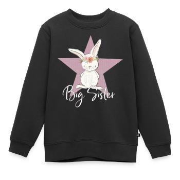 Grande Sœur Petit Lapin - Sweat Premium enfant bio - noir - Devant - AI Model Kid Female (0cm)
