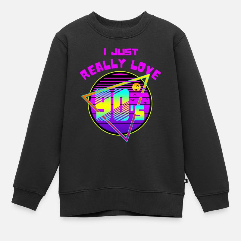 ICH LIEBE DIE 90ER JAHRE EINFACH - Kinder Premium Organic Sweatshirt - Schwarz