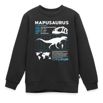 Fiche d’information sur Mapusaurus - Sweat Premium enfant bio - noir - Devant - AI Model Kid Female (0cm)