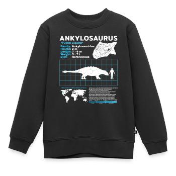 Fiche d’information sur l’Ankylosaurus - Sweat Premium enfant bio - noir - Devant - AI Model Kid Female (0cm)