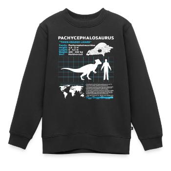 Fiche d’information sur les Pachycéphalosaures - Sweat Premium enfant bio - noir - Devant - AI Model Kid Female (0cm)
