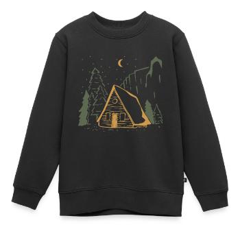Nuit de cabane rustique au clair de lune - Sweat Premium enfant bio - noir - Devant - AI Model Kid Female (0cm)
