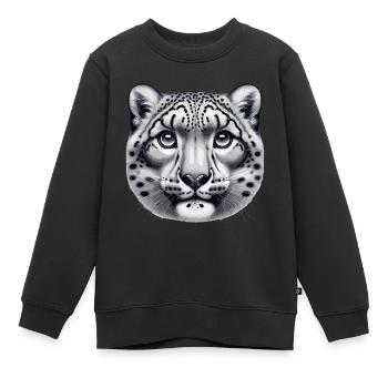 Snow Leopard Leopard White Leopard - Kids Premium Organic Sweatshirt - black - Front - AI Model Kid Female (0cm)