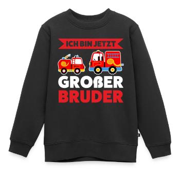 Großer Bruder Feuerwehr Grosser Bruder Geschenk - Kinder Premium Organic Sweatshirt - Schwarz - Vorne - AI Model Kid Female (0cm)