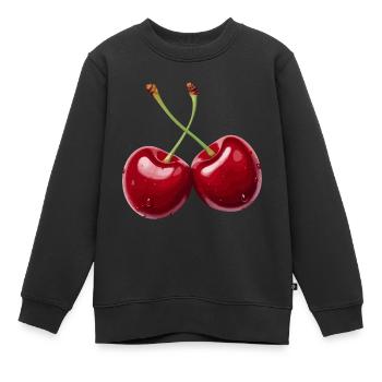 Kirsche - Kinder Premium Organic Sweatshirt - Schwarz - Vorne - AI Model Kid Female (0cm)