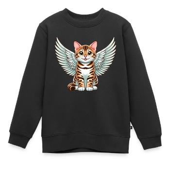 Chat du Bengale ange tacheté fourrure - Sweat Premium enfant bio - noir - Devant - AI Model Kid Female (0cm)