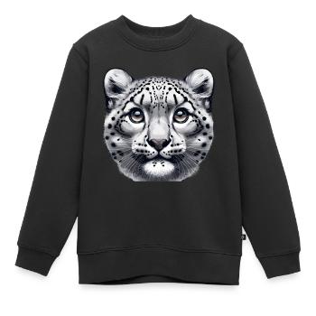 Snow Leopard Leopard White Leopard - Kids Premium Organic Sweatshirt - black - Front - AI Model Kid Female (0cm)