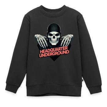Crâne de gangster - Sweat Premium enfant bio - noir - Devant - AI Model Kid Female (0cm)