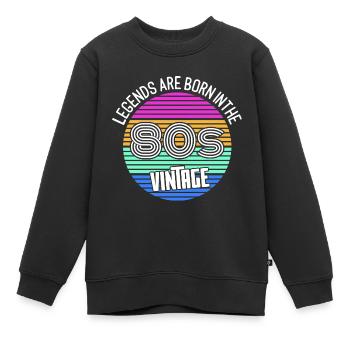 Né dans les années 80 - Sweat Premium enfant bio - noir - Devant - AI Model Kid Female (0cm)