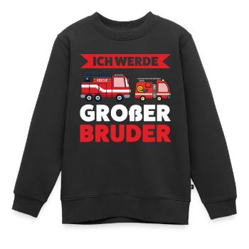 Großer Bruder Feuerwehr Grosser Bruder Geschenk - Kinder Premium Organic Sweatshirt - Schwarz - Vorne - AI Model Kid Female (0cm)