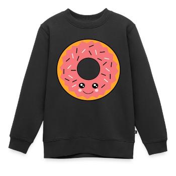 Kawaii Donuts Kawaii Gâteau Kawaii Autocollants Kawaii Drôle - Sweat Premium enfant bio - noir - Devant - AI Model Kid Female (0cm)