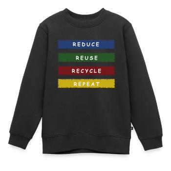 REDUCE REUSE RECYCLE Klimaschützer Umweltschutz - Kinder Premium Organic Sweatshirt - Schwarz - Vorne - AI Model Kid Female (0cm)