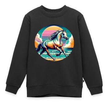 Arabische Pferdekunst - Kinder Premium Organic Sweatshirt - Schwarz - Vorne - AI Model Kid Female (0cm)