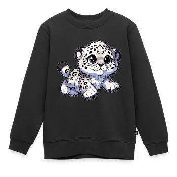Snow Leopard Leopard White Leopard - Kids Premium Organic Sweatshirt - black - Front - AI Model Kid Female (0cm)