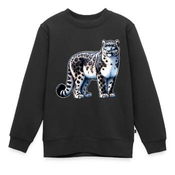 Snow Leopard Leopard White Leopard - Kids Premium Organic Sweatshirt - black - Front - AI Model Kid Female (0cm)
