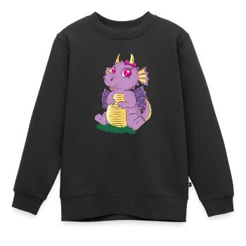 Kawaii Baby Drachen Mädchen Illustration - 2020 - Kinder Premium Organic Sweatshirt - Schwarz - Vorne - AI Model Kid Female (0cm)