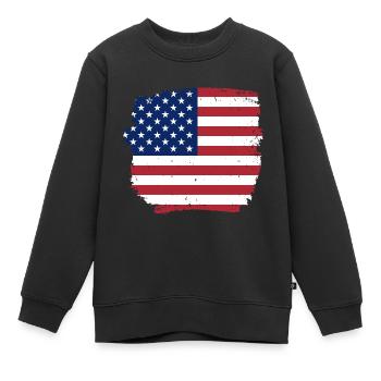USA Amerika - Kinder Premium Organic Sweatshirt - Schwarz - Vorne - AI Model Kid Female (0cm)