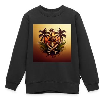 Skull & Crossbones Pirate skull in front of palm trees - Kids Premium Organic Sweatshirt - black - Front - AI Model Kid Female (0cm)