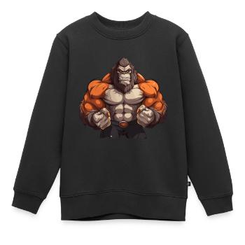 Bodybuilder Gorilla - Sweat Premium enfant bio - noir - Devant - AI Model Kid Female (0cm)