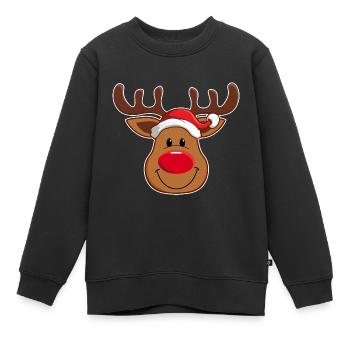 Renne avec chapeau d'orignal Corona Christmas Children - Sweat Premium enfant bio - noir - Devant - AI Model Kid Female (0cm)