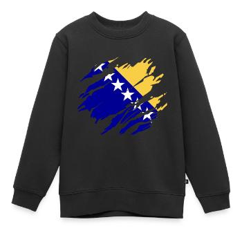 Flagge Bosnien bosnisches - Kinder Premium Organic Sweatshirt - Schwarz - Vorne - AI Model Kid Female (0cm)
