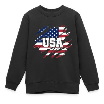 Amerika Patriot - Kinder Premium Organic Sweatshirt - Schwarz - Vorne - AI Model Kid Female (0cm)