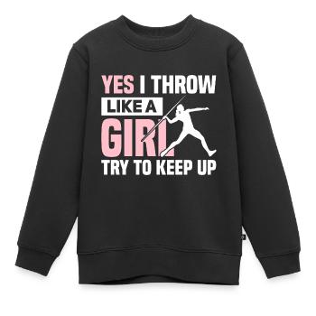 Lanceur de javelot - Sweat Premium enfant bio - noir - Devant - AI Model Kid Female (0cm)
