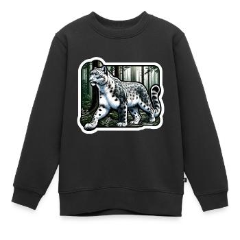 Snow Leopard Leopard White Leopard - Kids Premium Organic Sweatshirt - black - Front - AI Model Kid Female (0cm)