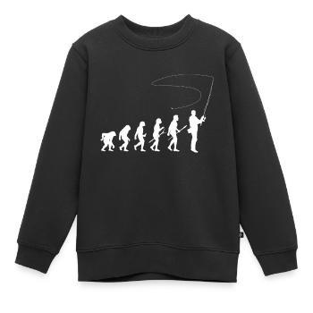 Evolutionsfischen, Darwin, Fischer, Humor, Geschenk - Kinder Premium Organic Sweatshirt - Schwarz - Vorne - AI Model Kid Female (0cm)