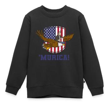 USA Flagge | Patriot Patriotismus Amerika Geschenk - Kinder Premium Organic Sweatshirt - Schwarz - Vorne - AI Model Kid Female (0cm)