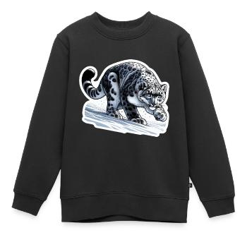 Snow Leopard Leopard White Leopard - Kids Premium Organic Sweatshirt - black - Front - AI Model Kid Female (0cm)