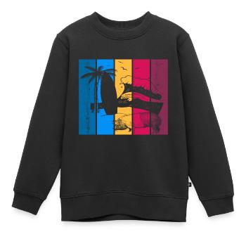 Pig Surfboard Surfboard Surfer Beach - Kids Premium Organic Sweatshirt - black - Front - AI Model Kid Female (0cm)