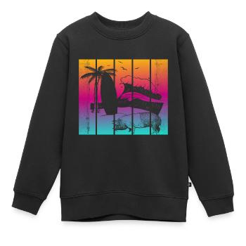 Pig Surfboard Surfboard Surfer Beach - Kids Premium Organic Sweatshirt - black - Front - AI Model Kid Female (0cm)