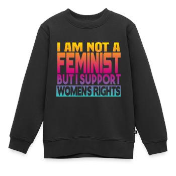 Unterstützt Frauenrechte - Kinder Premium Organic Sweatshirt - Schwarz - Vorne - AI Model Kid Female (0cm)