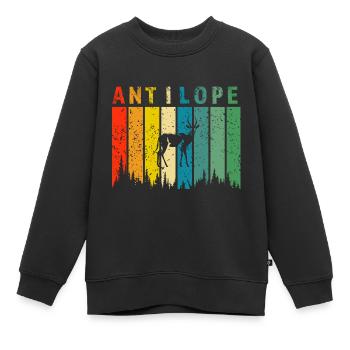 antilope retro design antilope Geschenk - Kinder Premium Organic Sweatshirt - Schwarz - Vorne - AI Model Kid Female (0cm)