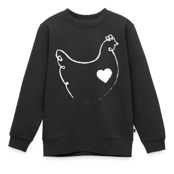 Strichzeichnung Huhn - Kinder Premium Organic Sweatshirt - Schwarz - Vorne - AI Model Kid Female (0cm)