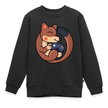 niedliches Hermelin, Spieler, Spielgeschenk, Schlafspiel wiederholen - Kinder Premium Organic Sweatshirt - Schwarz - Vorne - AI Model Kid Female (0cm)