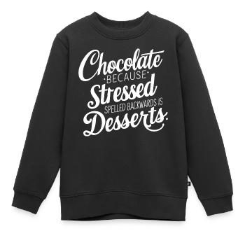 Dessert au chocolat Stress Dire dessert drôle - Sweat Premium enfant bio - noir - Devant - AI Model Kid Female (0cm)
