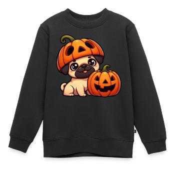 Lunatique Carlin Halloween Citrouille Chapeau Chien - Sweat Premium enfant bio - noir - Devant - AI Model Kid Female (0cm)